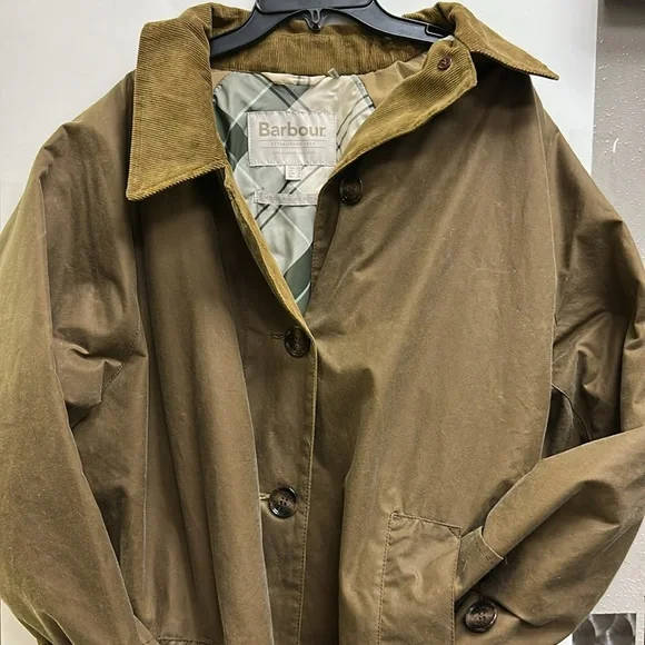 Barbour Marianne Waxed Cotton Trench Coat Size 12 USA